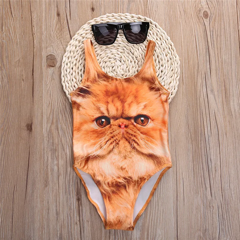 

Child Girls Kids Cat One Piece Bikini Monokini Swimwear Swimsuit Beachwear Bathing Suit
