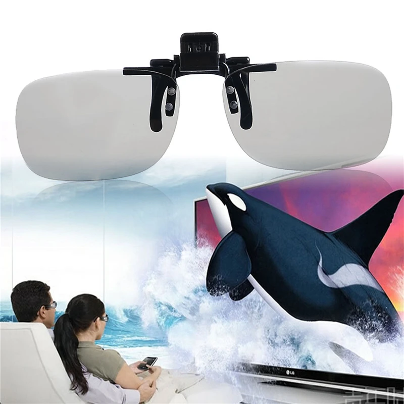 High Quality 1 PC Clip On type Passive Circular Polarized 3D Glasses Clip for 3D TV Movie/Cinema