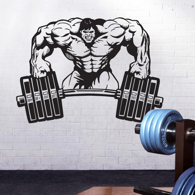 Gym Name Sticker Fitness Crossfit Barbell Muscle Decal Body-building Posters Wall Decals Parede Decor Gym Sticker
