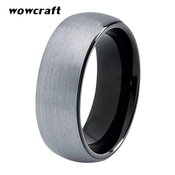 

Tungsten Steel Black Ring for Men Women Wedding Engagement Band Dome Matte Finish Comfort Fit Size 5-15