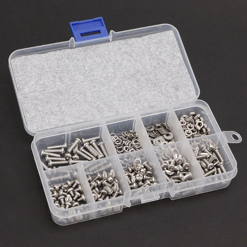 

300Pcs/Set M3 Stainless Steel Cross Screw Nut Woodworking Tools Fastener Hardware