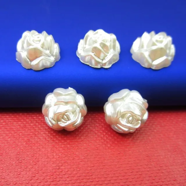 

New Arrival 50Pcs/lot 13mm Imitation Pearls Half Round Flatback Rose Design Beads Wedding Cards Embellishments DIY Decoration
