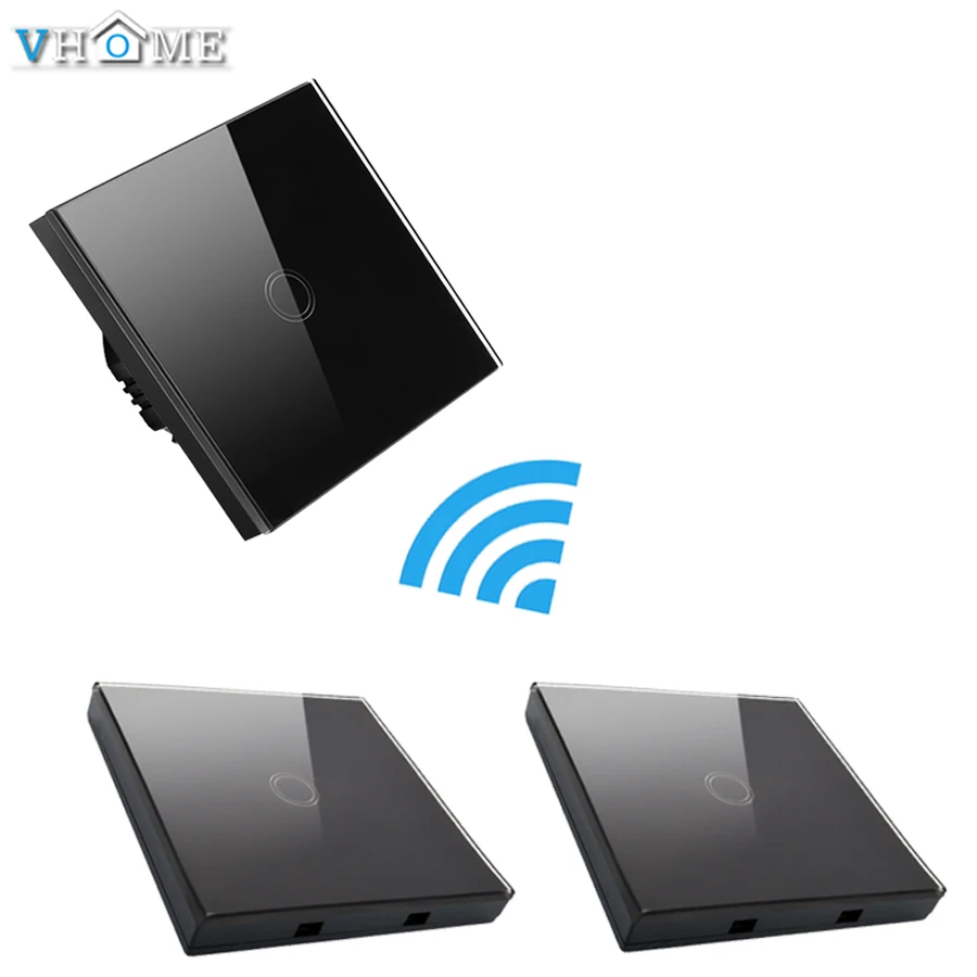 Vhome black Glass Wall lamp touch Sensor Switch 110v-240v&ampRF433mhz Wireless remote control switch for living bedroom chandelier |