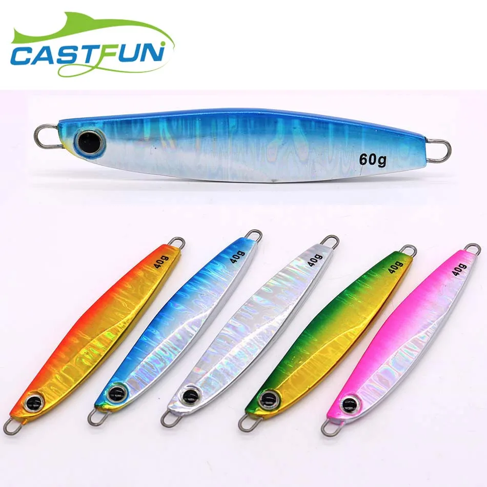 Iscas de Pesca Equipamento de Pesca de Água Jig de Metal Castfun Fundição 30g 40g 60g Jigging Jig Iscas Jig Isca Lenta Atum Baratos Salgada
