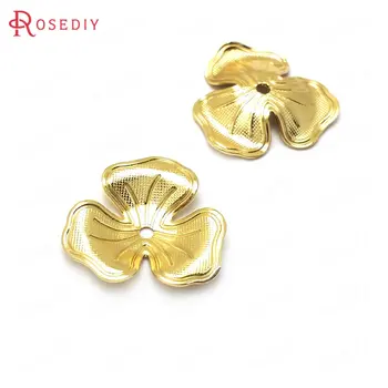 

(35974)20PCS Diameter 16MM 24K Gold Color Brass Beads Caps High Quality Diy Jewelry Findings Accessories