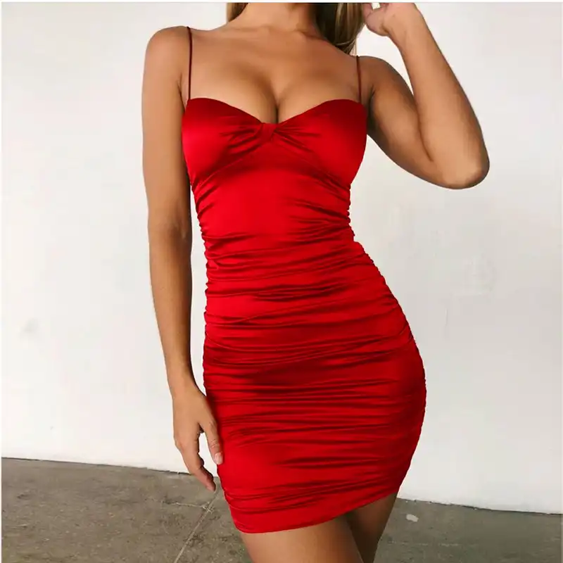 red satin dress bodycon