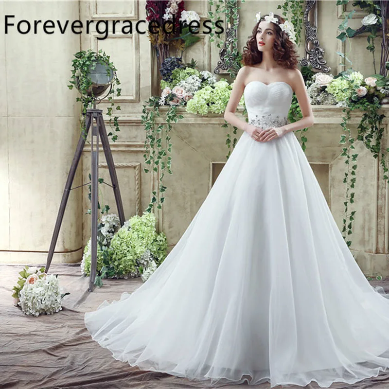 Forevergracedress Cheap High Quality font b Wedding b font Dress Sweetheart Sleeveless Applique Long font b