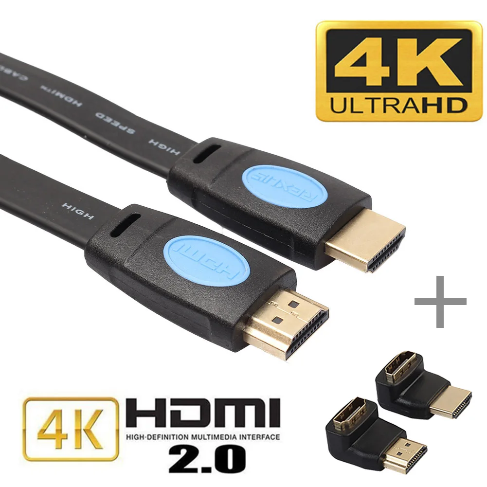3 м/5 м/10 м HDMI 2,0 кабель аудио-видео кабель высокого Скорость HD 4K x 2K плоский кабель HDMI кабель со штыревыми соединителями на обоих концах для подключения+ 90/270 градусов адаптер