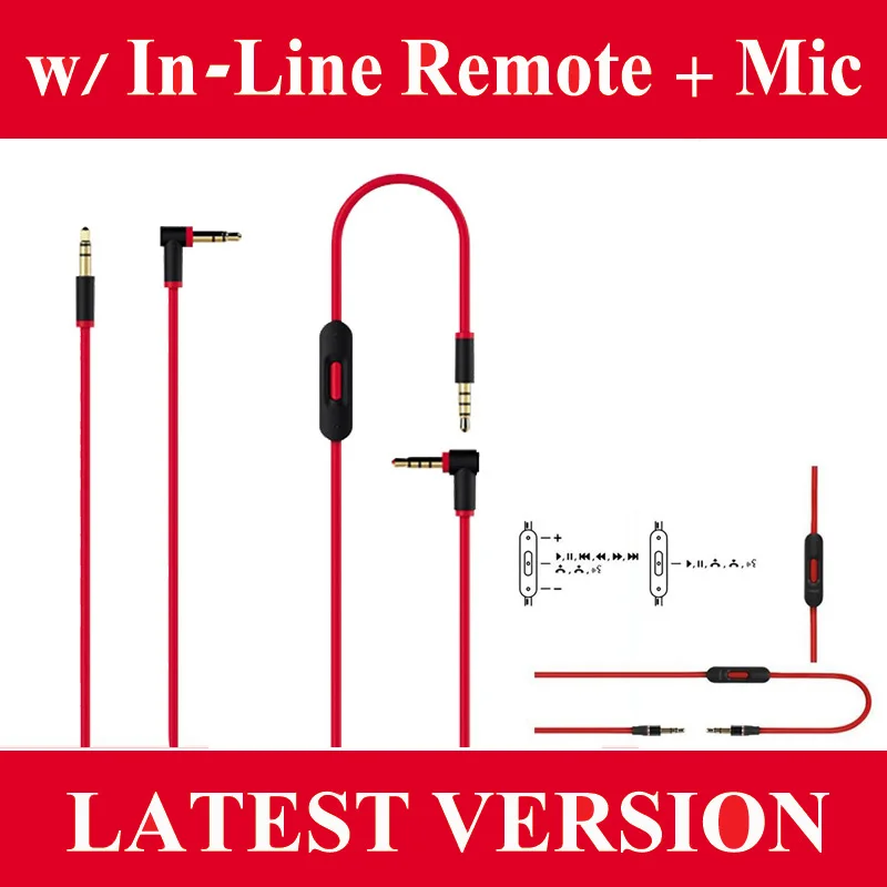 

NEW Control Talk 2.0 Replacement V2 3.5mm Jack Remote Mic Control Talk Cable Lead Wire For Beats Dr Dre Solo HD MIC Headphones