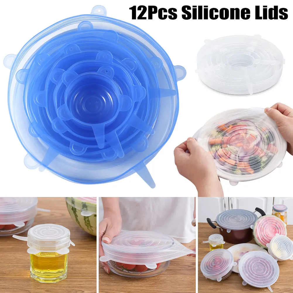 

12Pcs Convenient Hot Silicone Food Fresh Lid Cover Multi Function Stretchable Food Keeping Case Covers HY99 OC23