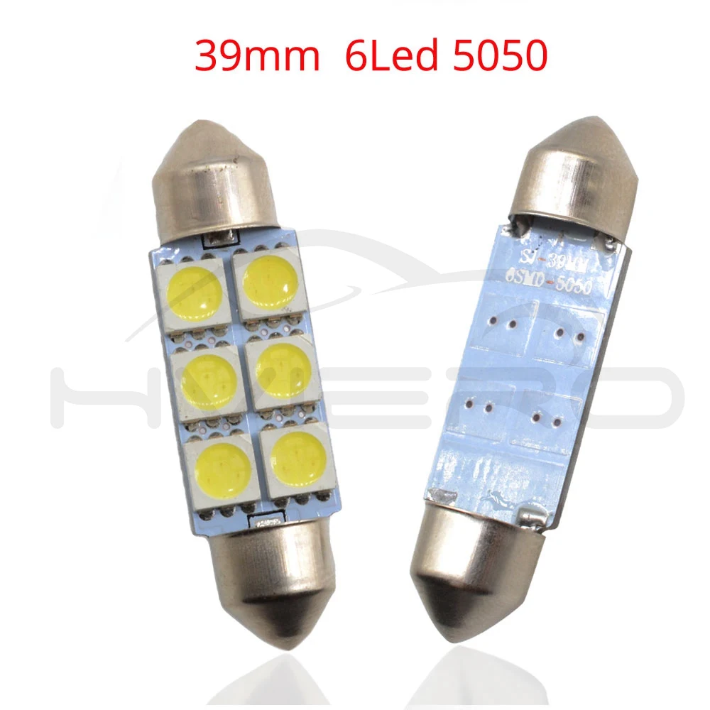 2X Белый светодиод 31 мм 36 мм 39 мм C5w c10w 5050 6 smd DC 12 В гирлянда для салона купольный светильник для багажа лампа для чтения лампа дверной светильник