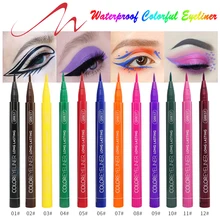 QIBEST цветная жидкость подводка для глаз Карандаш Макияж женские сексуальные глаза долговечная Водонепроницаемая 12 цветов бровей Косметическая подводка для глаз
