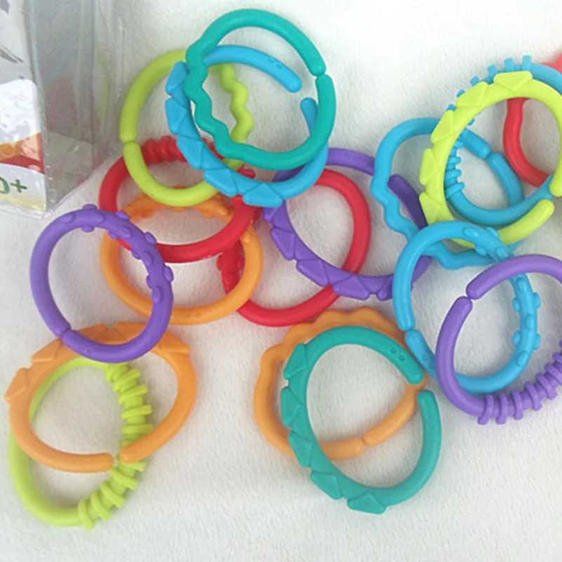 Rainbow Teether Ring Links Plastic Baby Kids Infant Stroller Gym Play Mat Toys