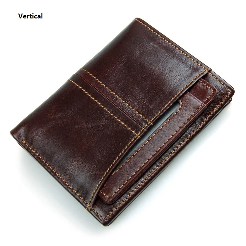 MJ Male Wallets Vintage Genuine Leather Bi-Fold Men's Wallet Card Holder Short Purse Coin Pocket ID Photo Window Wallet for Men (6)
