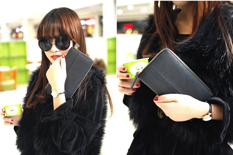 EMMA кожаный женский длинный кожаный бумажник подходящего цвета Модный женский кошелек