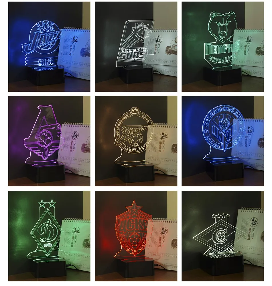 CNHIDEE Innovative Football 3D Night Lights for Russia cska Club Seven Colors RGB Led Touch Lamp as Creative Gifts Lampara USB (8)