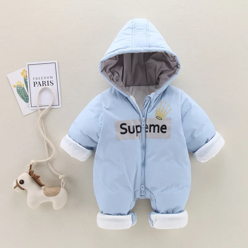 

Winter Baby Jumpsuits Infant Boys Girls Overalls Baby Rompers Print Letter Newborn Romper Thick Warm Baby Clothing One Piece