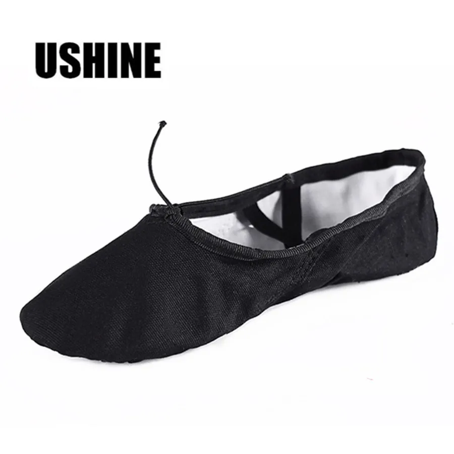 USHINE/EU22-45; профессиональная Черная мягкая обувь на плоской подошве; Zapatos De Baile De Ballet; парусиновые женские балетки; Танцевальная обувь для девочек и детей