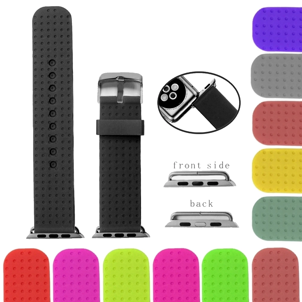 

38mm Black Color Silicone Jelly Rubber Watch Band Replacement for Apple iWatch WB1103M38JB