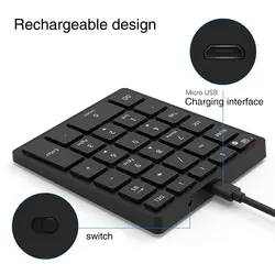 Несколько ярлыков цифровая клавиатура 28 ключ ПК смартфон беспроводной Bluetooth ноутбук эргономичный номер Pad перезаряжаемый светодиодный