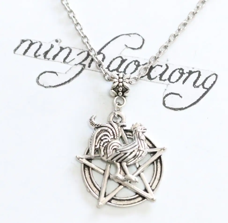 

Antique Silver Hare & Pentagram Wiccan Pendant Necklace, Pagan, Spirit Animal Pendant - Free Organza Bag Gift