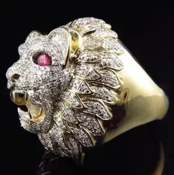Роскошные кольцо с головой льва 2019 Властного Мужские кольца для Для мужчин Модные украшения золотой Цвет кольцо вечерние Юбилей