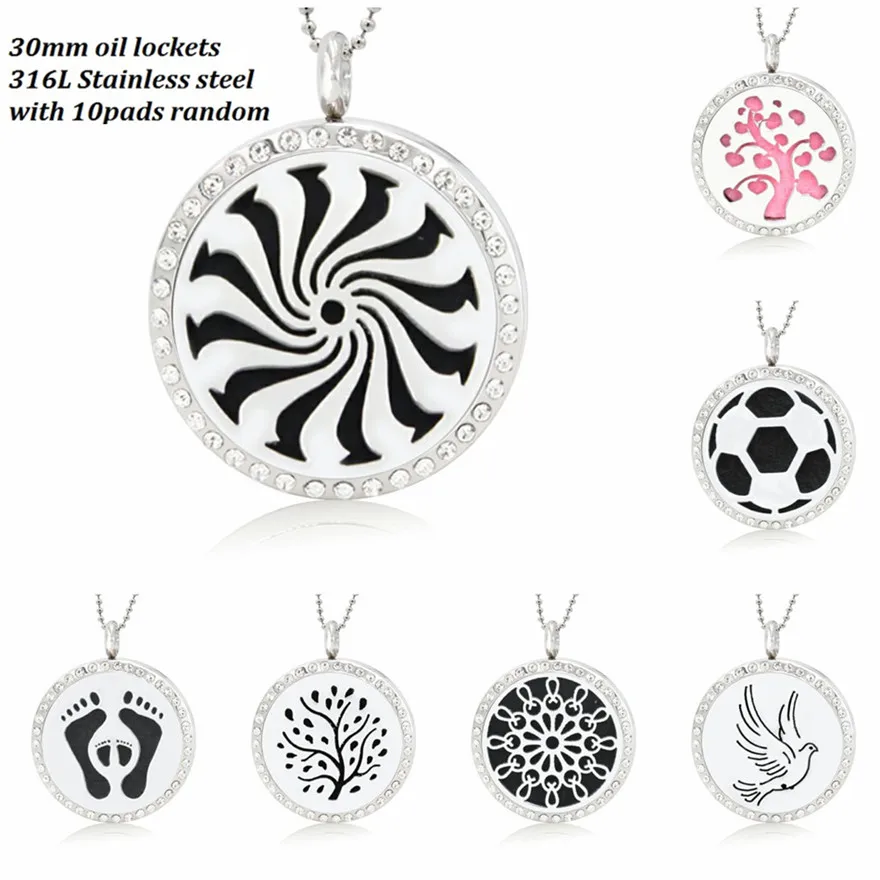 

Peace Dove windmill Bling Diffuser Locket 30mm magnetic Stainless Steel pendant Essential Oil Perfume Locket 10 pad fit necklace