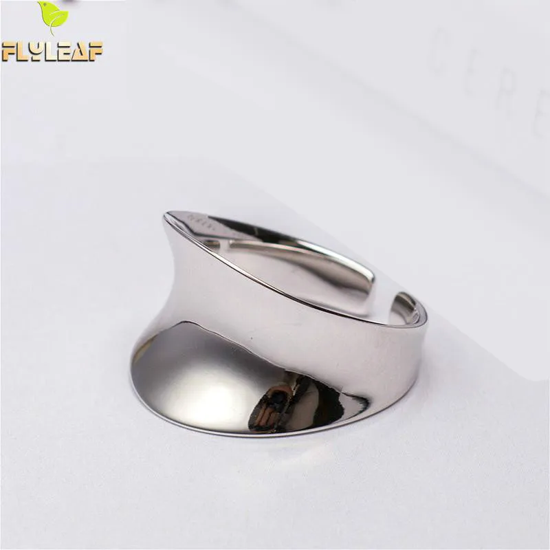 

Flyleaf Irregular Glossy Wide Version Rings For Women Real 925 Sterling Silver High Quality Fashion Fine Jewelry Femme Open Ring