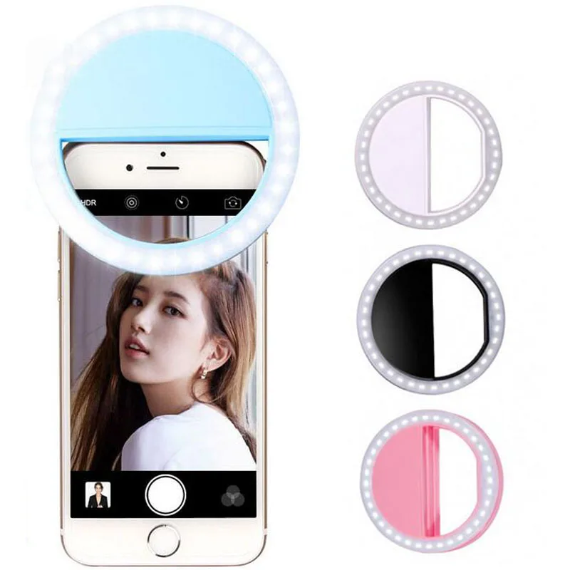 TOKOHANSUN Usb شحن Selfie حلقة Led الهاتف ضوء مصباح الهاتف المحمول عدسة LED Sefie مصباح حلقة فلاش العدسات ل فون سامسونج