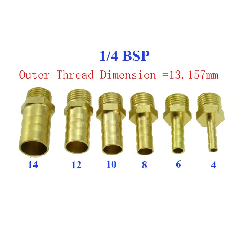 1/4" BSP to 12 mm Brass Male Barb Hose Tail Fitting Fuel Air Gas Water Hose Oil 1/4" BSP to 12 mm Brass Male Barb Hose Tail Fitting Fuel Air Gas Water Hose Oil