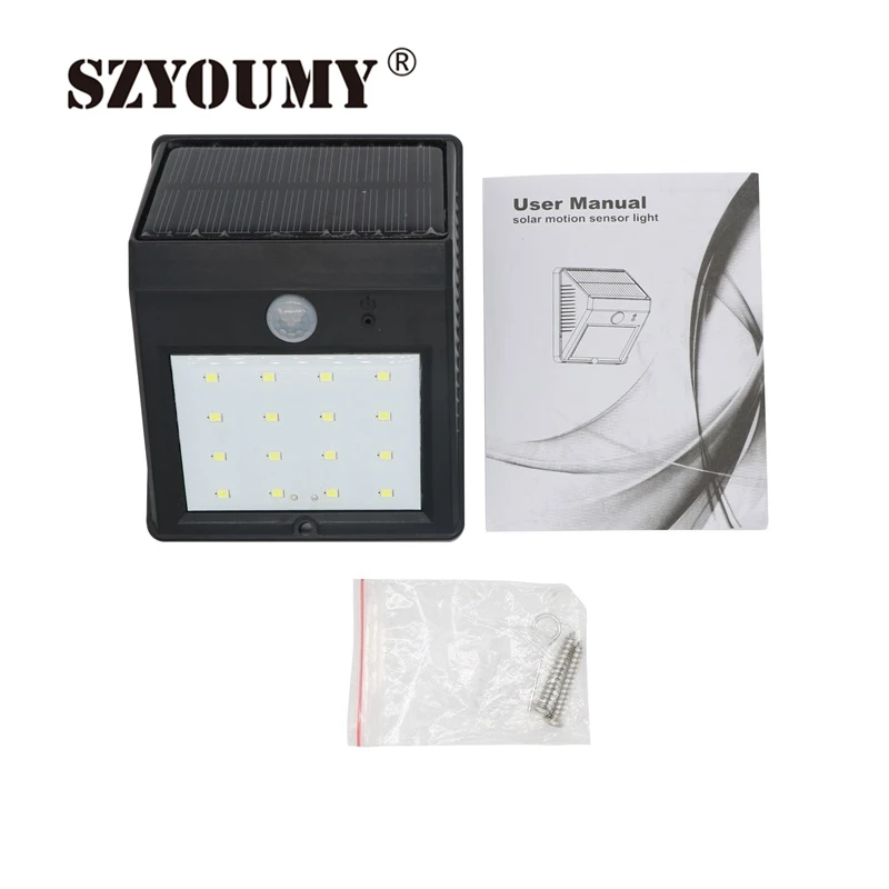 SZYOUMY DHL Livraison 16 LED Solar Power Lampe PIR Motion capteur Jardin Extérieur Mur de lumière lumière Imperméable À L'eau 10 PCS DHL