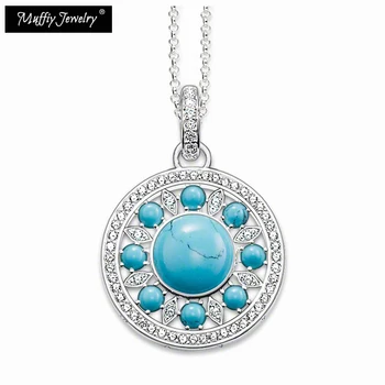 

Blue Stone Disc Necklace,Thomas Style Soul Fashion Good Jewelry For Women,2017 Ts Gift In 925 Sterling Silver,Super Deals