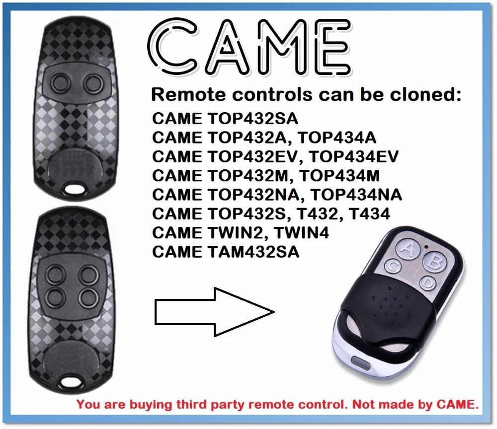 CAME TOP432EV, TOP434EV Universal Remote Control Duplicator 4-Channel