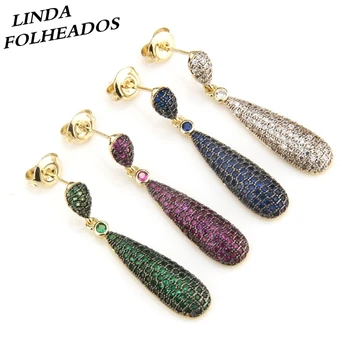 

New Arrival Hot Sale Water Drop Shape Gold Copper AAA Micro Zircon Brincos Aretes Jewelry for Women Drop Earrings Gift Street