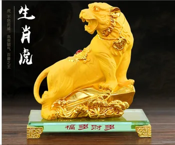 

Crystal base Alluvial gold tiger Classic Tiger animal Recruitment Cr ornaments for Room Craft Decoration home statues sculpture