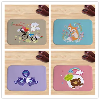

Lovely Cartoon Animals Bear Fish Fox Rabbit Indoor Flannel Door Mat Floor Mat Carpets for Children Bedroom