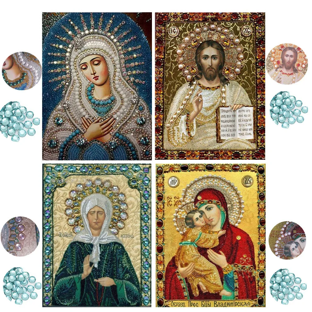 

5d special shape diamond embroidery sticky diamond cross stitch diamond painting religious figure diamond mosaic decoration gift