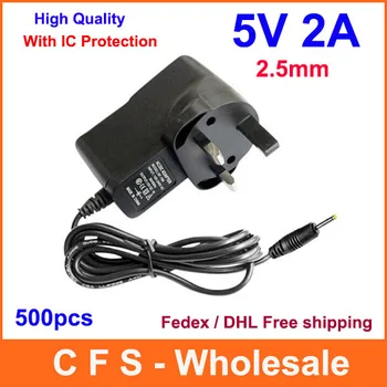 

AC DC Universal Power Adapter tablet charger 5V 2A 2.5mm UK Plug for Android Tablet PC 500pcs Free shipping High Quality