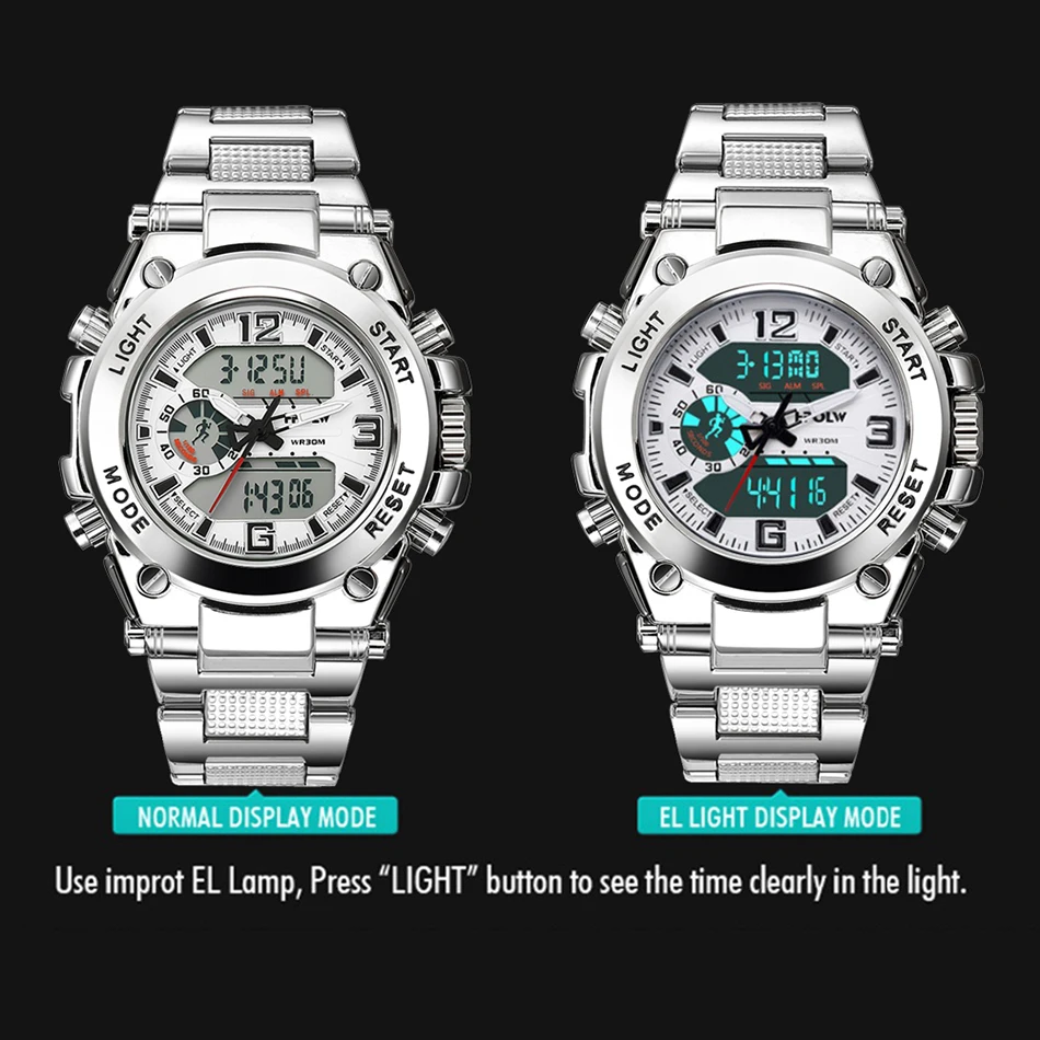 Мужские электронные светодиодный наручные часы HPOLW, брендовые военные спортивные часы, водонепроницаемые спортивные часы, мужские часы