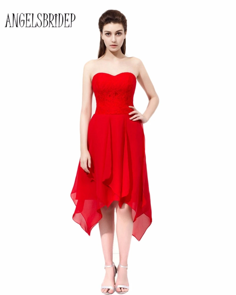 Angelsbridep赤いカクテルパーティードレス18エレガントなシフォン膝丈女性カクテルドレス恋人ショートレディドレス Cocktail Dresses Aliexpress