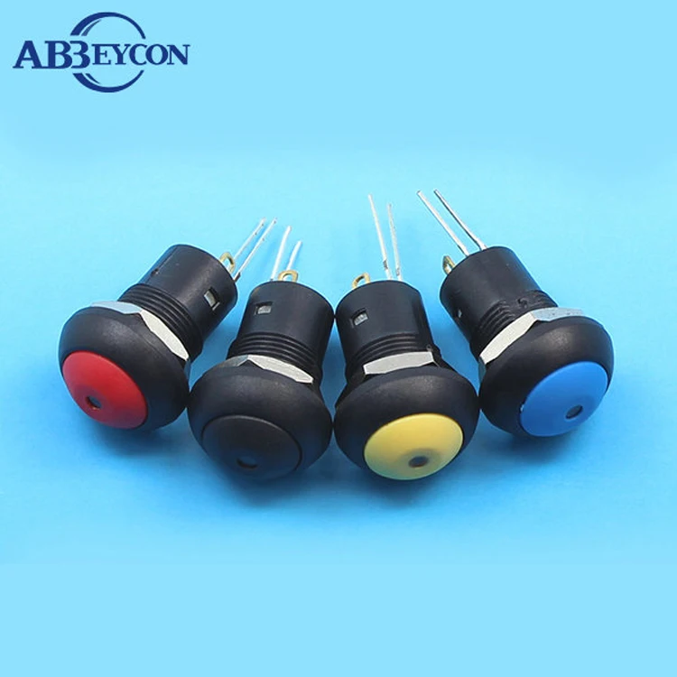 

12mm 5 Color 12V Blue LED Illuminated Domed Head Plastic Push Button Switch Dot Lamp Pin Terminal Latching Waterproof Switch