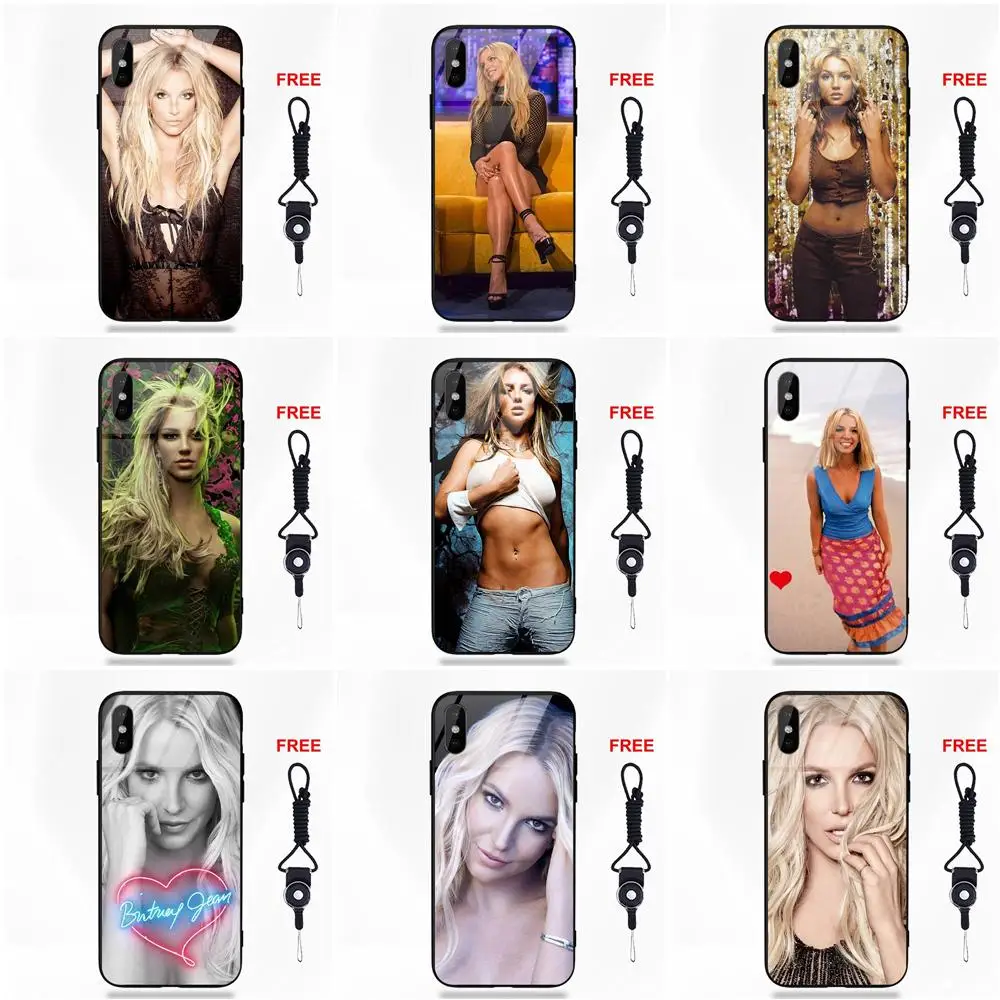 

Omdnwd Soft TPU Frame+Tempered Glass Design Customized Britney Spears For Apple iPhone 5 5C 5S SE 6 6S 7 8 Plus X XS Max XR