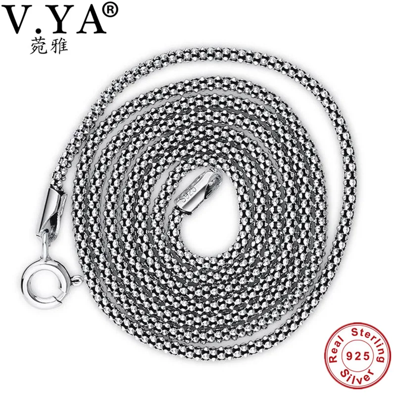 

925 Sterling Silver Popcorn Chain Necklace Women Men Italy Chain Retro 100% Real Solid Thai Silver Vintage Chain Jewelry N065