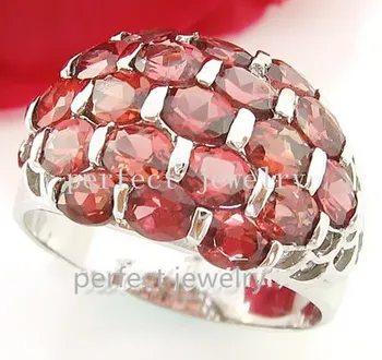 

Garnet ring Free shipping Real Natural garnet ring 925 sterling silver 0.3ct*19pcs gems For men or women ring Luxury style