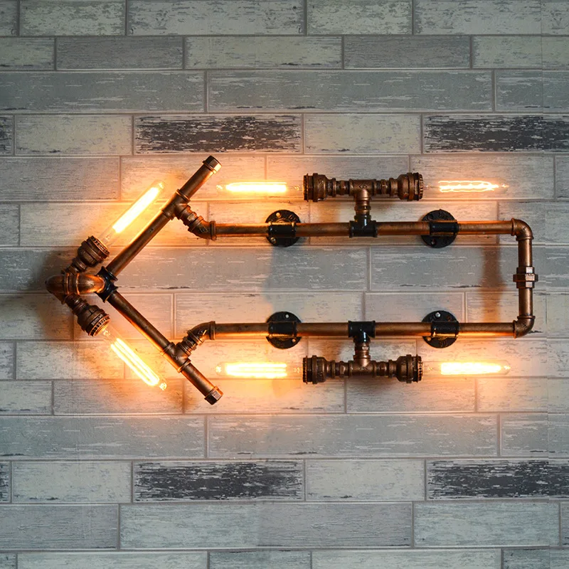 

Vintage Iron Wall Decor Water Pipe Wall Light Corridor Bar Wall Indicator Wandlamp Arrows Industrial Wind Style Lamp Luminaria