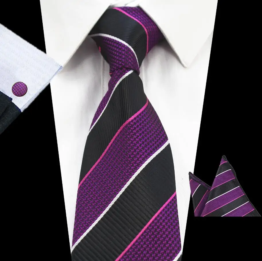 Ricnais дизайн 8 см набор галстуков жаккардовый переплетенный шелковый галстук гравата платок запонки набор Карманный квадратный мужской галстук для свадьбы - Цвет: 14