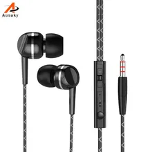 А Ausuky стерео наушники в ухо провода Управление с микрофоном 3,5 мм сбалансированный бас идеально подходит для телефонов MP3/MP4-25