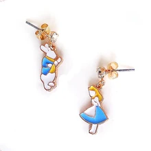 10 пара/лот, модные эмалированные металлические серьги с кроликом Алисы для женщин