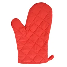 Лучшая 1 пара кухонных изделий термостойкие хлопковые перчатки для духовки, прихватки для выпечки, кулинарные рукавицы красного цвета