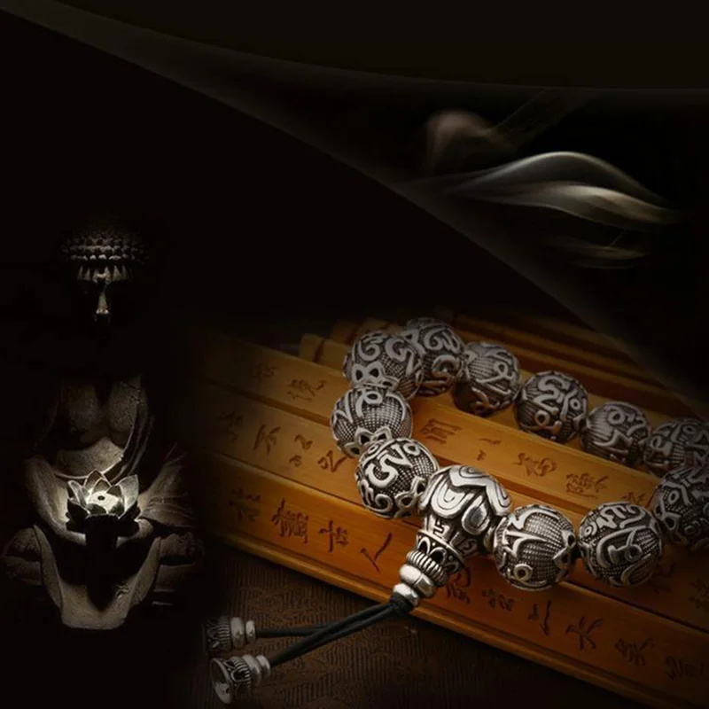 Billig Sanskrit Sechs Worte Graviert Buddha Armband OM Mala Perlen Armbänder Für Männer Und Frauen Mantra Gebet Buddhismus Schmuck